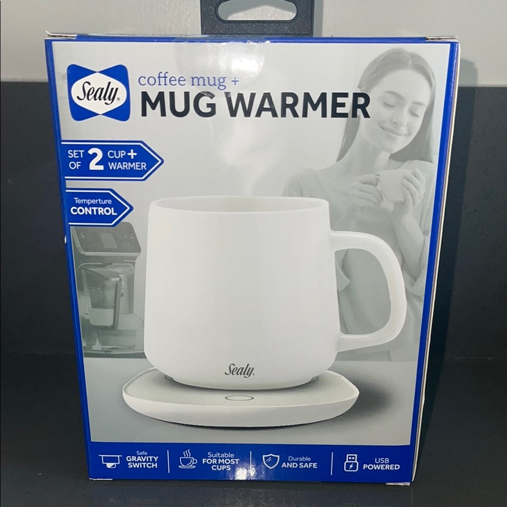 White Coffee Mug and Warmer Set